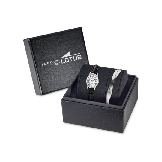 Montre femme Lotus 2Gether 19017/2 – cadran argenté bracelet cuir – vue de trois-quarts 2