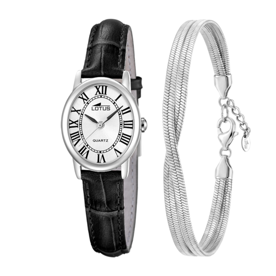 Montre femme Lotus 2Gether 19017/2 – cadran argenté bracelet cuir – vue de face 2