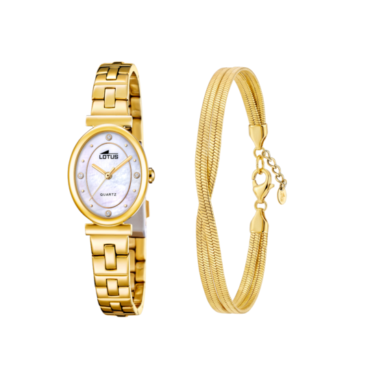 Montre femme Lotus 2Gether 19018/1 – cadran nacré bracelet acier doré – vue de trois-quarts 4