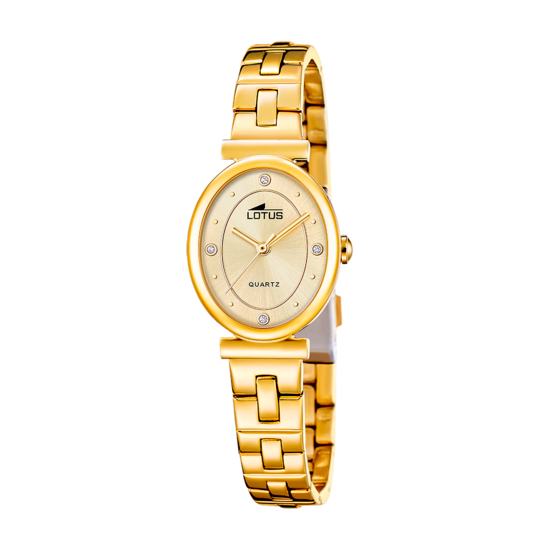 Montre femme Lotus 2Gether 19018/2 – cadran champagne bracelet acier doré – vue de trois-quarts