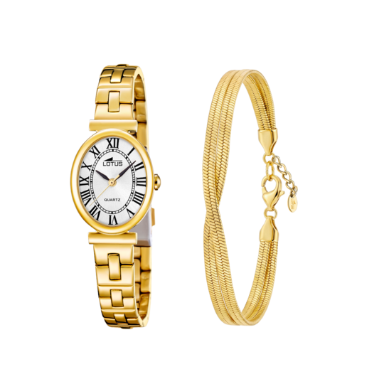 Montre femme Lotus 2Gether 19018/5 – cadran blanc bracelet acier doré – vue de trois-quarts 4