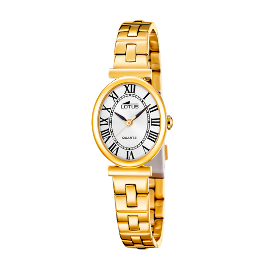 Montre femme Lotus 2Gether 19018/5 – cadran blanc bracelet acier doré – vue de face 2