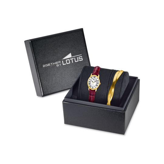 Montre femme Lotus 2Gether 19019/1 – cadran argenté bracelet cuir – vue de trois-quarts 2