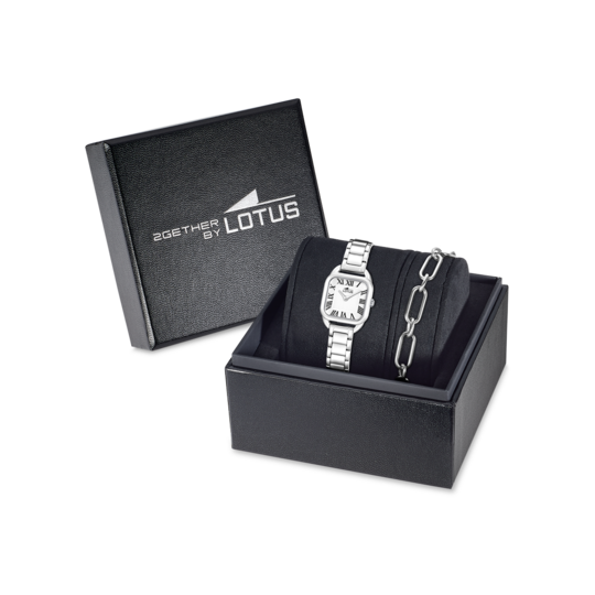 Montre femme Lotus 2Gether 19020/4 – cadran blanc bracelet acier – vue de trois-quarts 2
