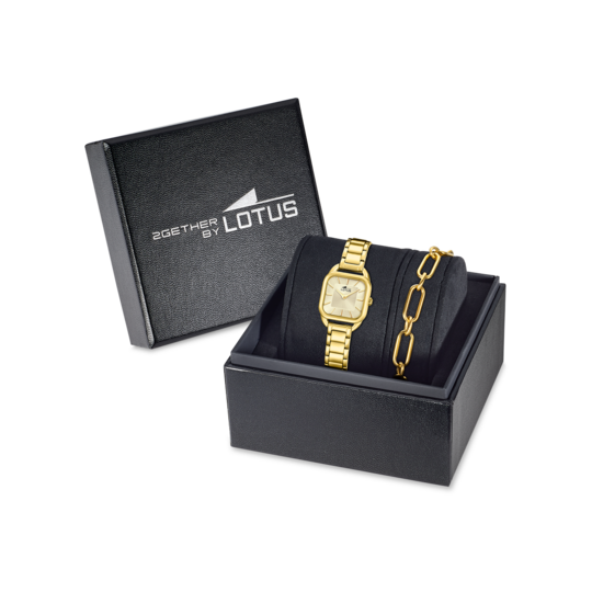 Montre femme Lotus 2Gether 19021/1 – cadran champagne bracelet acier doré – vue de trois-quarts 2
