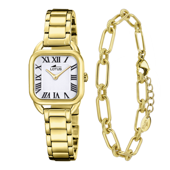 Montre femme Lotus 2Gether 19021/4 – cadran blanc bracelet acier doré – vue de face