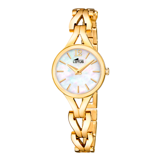 Montre femme Lotus Old Money 19023/1 – cadran blanc bracelet acier – vue de trois-quarts