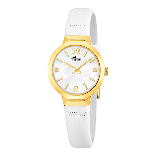 Montre femme Lotus Old Money 19029/1 – cadran blanc bracelet cuir – vue de face
