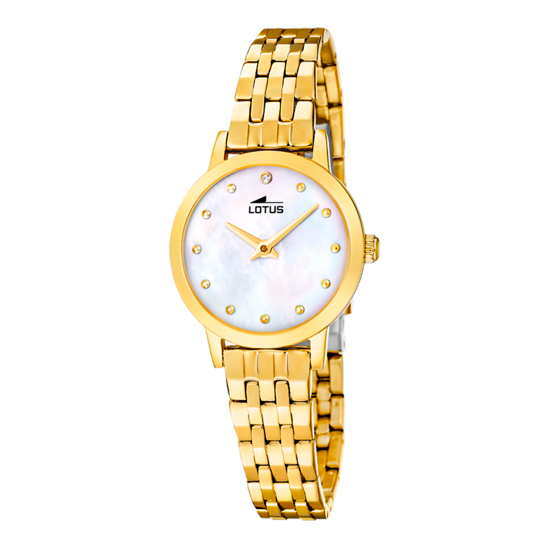 Montre femme Lotus Old Money 19031/1 – cadran blanc bracelet acier doré – vue de face