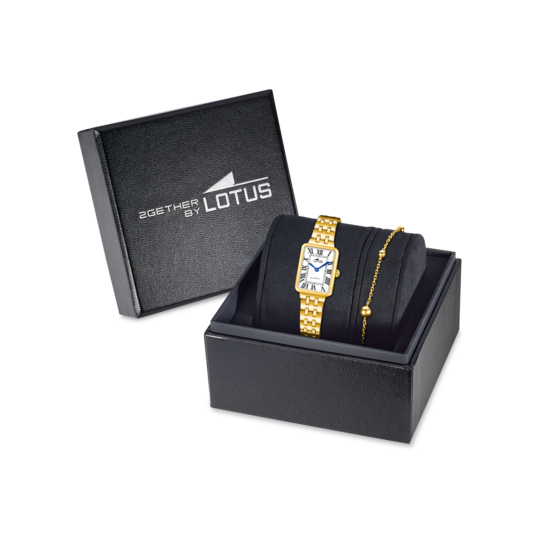 Montre femme Lotus 2Gether 19033/1 – cadran blanc bracelet acier doré – vue de trois-quarts 2
