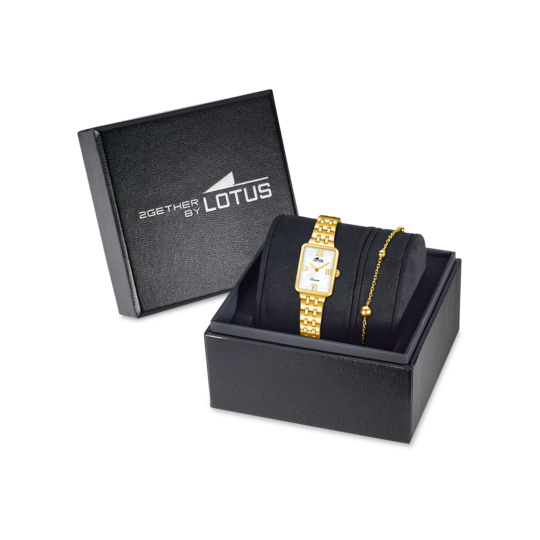 Montre femme Lotus 2Gether 19033/2 – cadran blanc bracelet acier doré – vue de trois-quarts 2