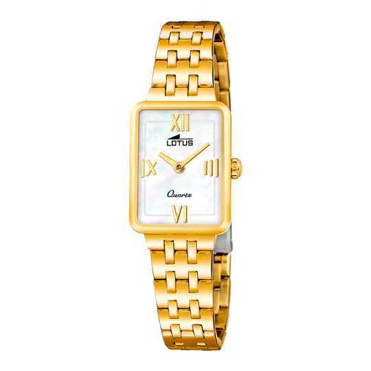 Montre femme Lotus 2Gether 19033/2 – cadran blanc bracelet acier doré – vue de trois-quarts