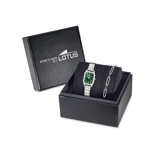 Montre femme Lotus 2Gether 19039/5 – cadran vert bracelet acier – vue de trois-quarts 2
