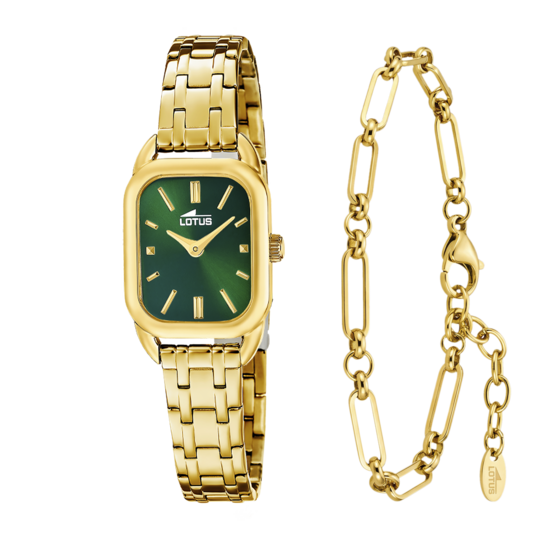 Montre femme Lotus 2Gether 19041/4 – cadran vert bracelet acier doré – vue de face