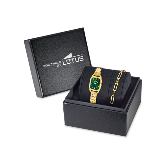 Montre femme Lotus 2Gether 19041/4 – cadran vert bracelet acier doré – vue de trois-quarts 2