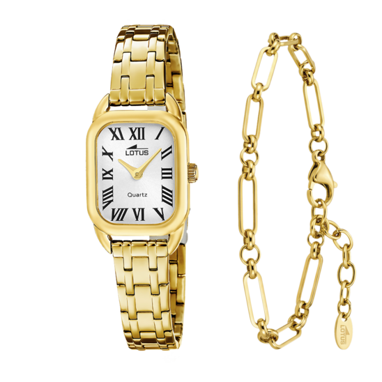 Montre femme Lotus 2Gether 19041/6 – cadran argenté bracelet acier doré – vue de face