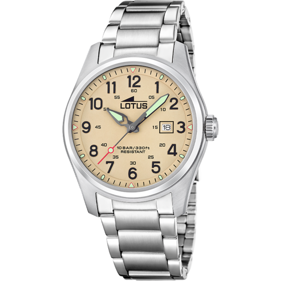 Montre homme Lotus Minimalist For Him 19054/1 – cadran marron clair bracelet acier – vue de face