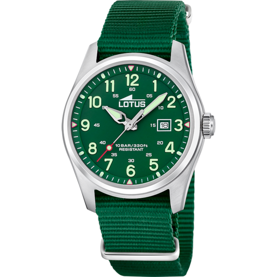 Montre homme Lotus Minimalist For Him 19055/3 – cadran vert bracelet nylon – vue de face