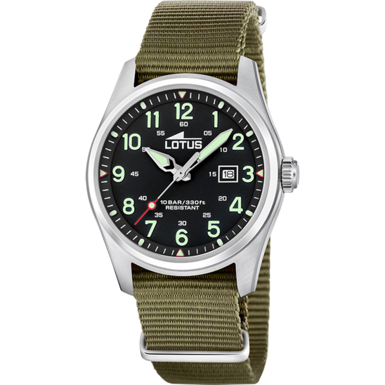 Montre homme Lotus Minimalist For Him 19055/4 – cadran noir bracelet nylon – vue de face