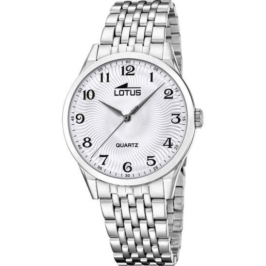 Montre homme Lotus Classic Steel 19056/1 – cadran blanc bracelet acier – vue de face