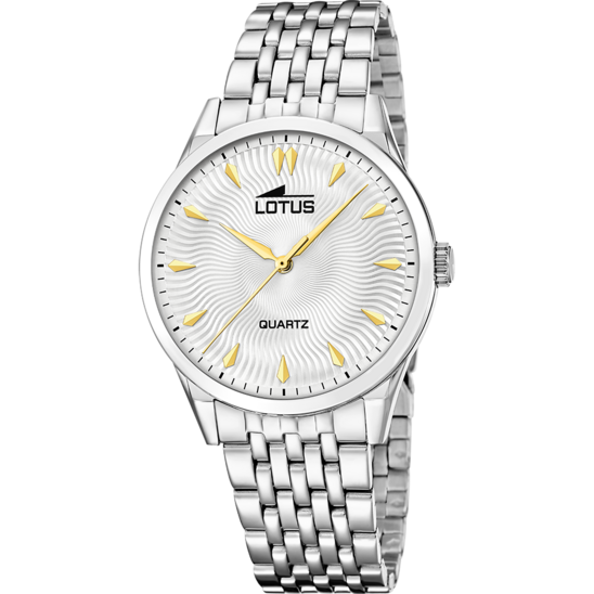 Montre homme Lotus Classic Steel 19056/2 – cadran blanc bracelet acier – vue de face