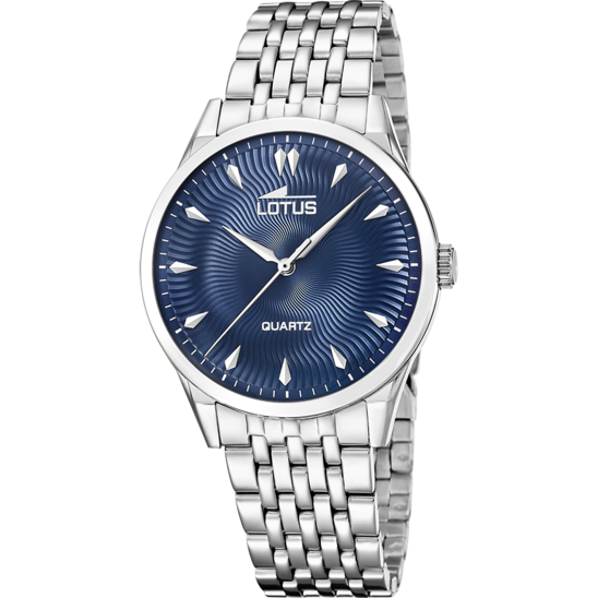 Montre homme Lotus Classic Steel 19056/4 – cadran bleu bracelet acier – vue de face