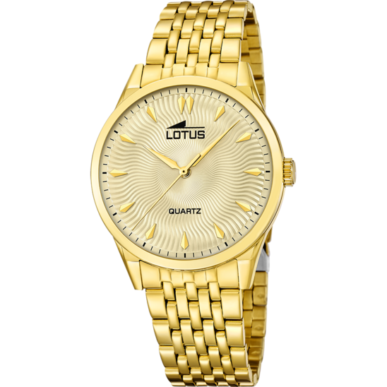 Montre homme Lotus Classic Steel 19057/2 – cadran doré bracelet acier – vue de face