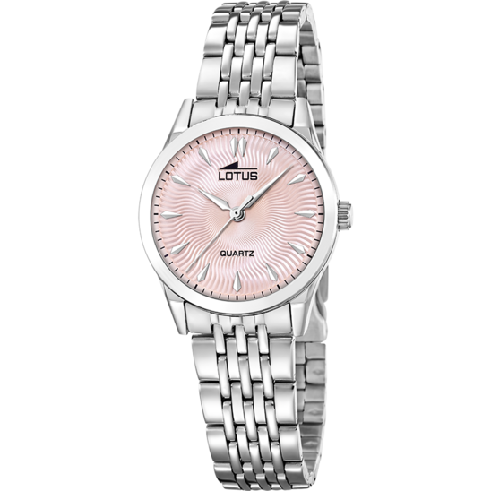 Montre femme Lotus Classic Steel 19058/2 – cadran rose bracelet acier – vue de face