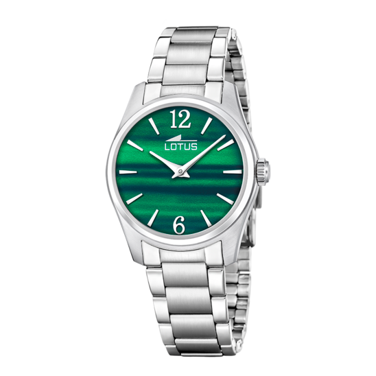 Montre femme Lotus Classic Steel 19061/5 – cadran vert bracelet acier – vue de face