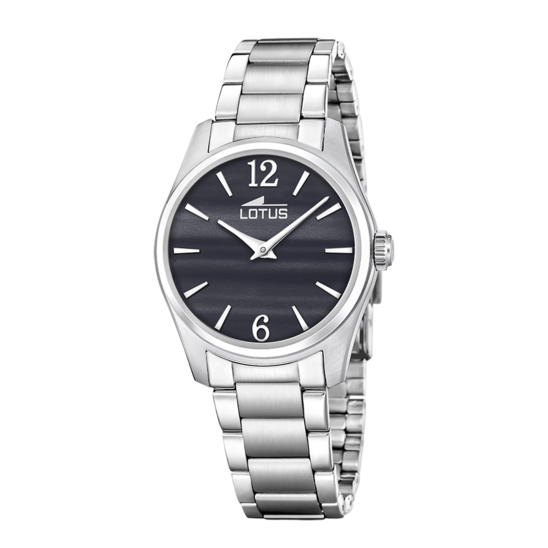 Montre femme Lotus Classic Steel 19061/6 – cadran noir bracelet acier – vue de face