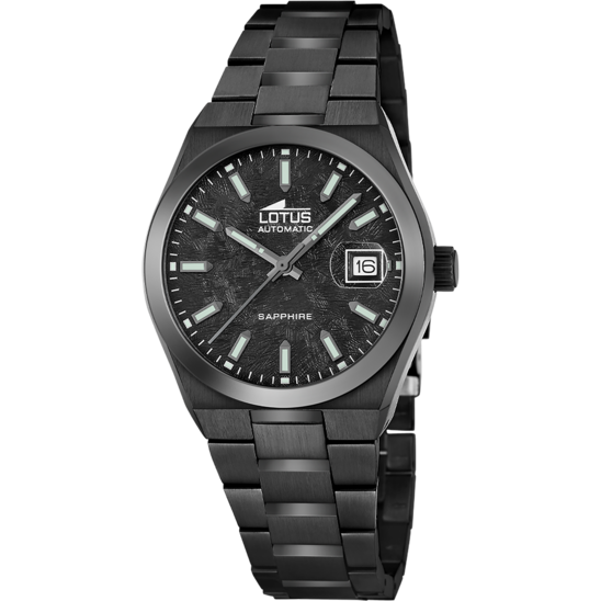 Montre homme Lotus Automatic 19063/1 – cadran noir bracelet acier – vue de face