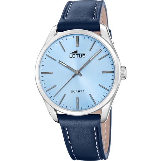 Montre homme Lotus Minimalist For Him 19065/1 – cadran bleu bracelet cuir – vue de face