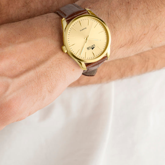 Montre homme Lotus Minimalist For Him 19067/1 – cadran doré bracelet cuir – portée