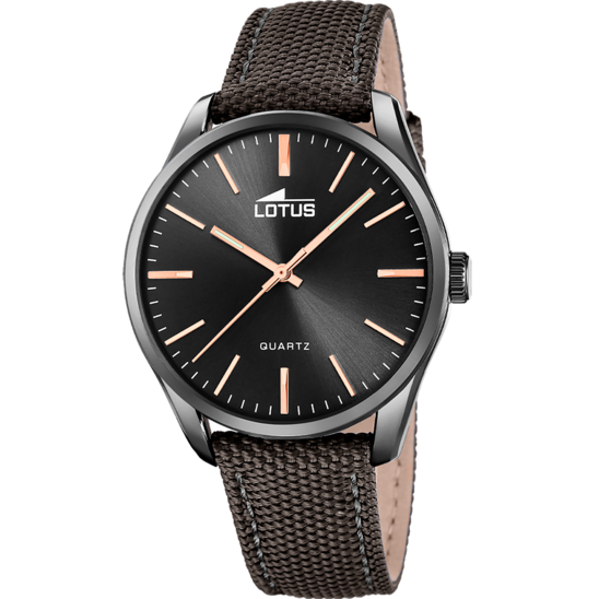 Montre homme Lotus Minimalist For Him 19070/2 – cadran noir bracelet nylon – vue de face