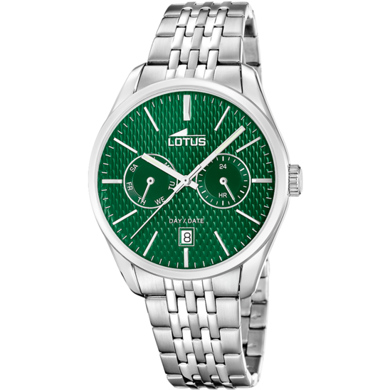 Montre homme Lotus Multifunction 19072/3 – cadran vert bracelet acier – vue de face