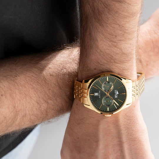 Montre homme Lotus Multifunction 19074/3 – cadran vert bracelet acier – portée