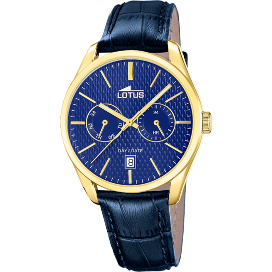 Montre homme Lotus Multifunction 19075/2 – cadran bleu bracelet cuir – vue de face