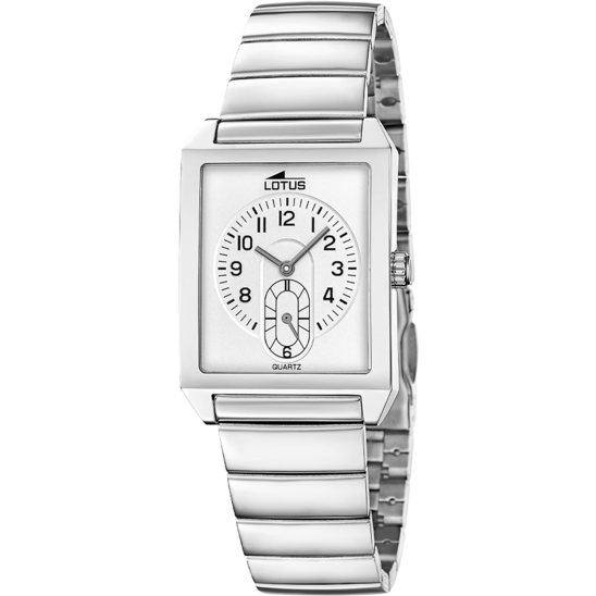 Montre homme Lotus Square Series 19076/1 – cadran blanc bracelet acier – vue de face