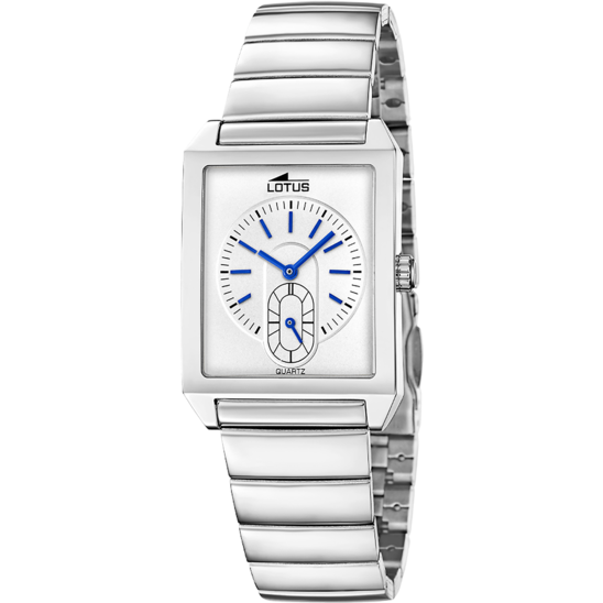 Montre homme Lotus Square Series 19076/2 – cadran blanc bracelet acier – vue de face