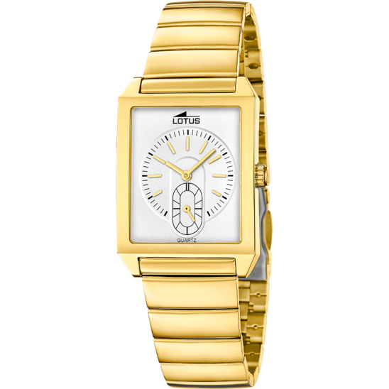Montre homme Lotus Square Series 19077/1 – cadran blanc bracelet acier – vue de face