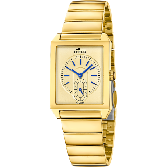 Montre homme Lotus Square Series 19077/2 – cadran doré bracelet acier – vue de face