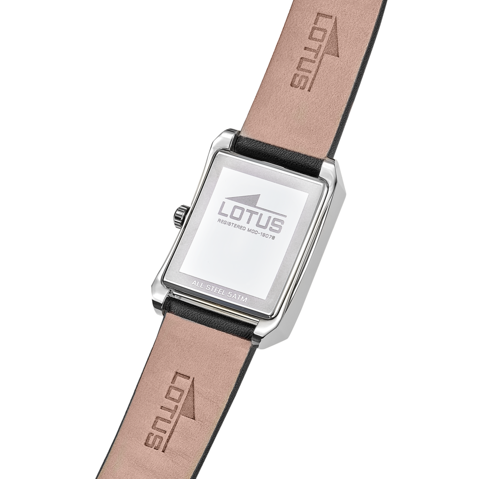 Montre homme Lotus Square Series 19078/1 – cadran argenté bracelet cuir – vue de trois-quarts 2
