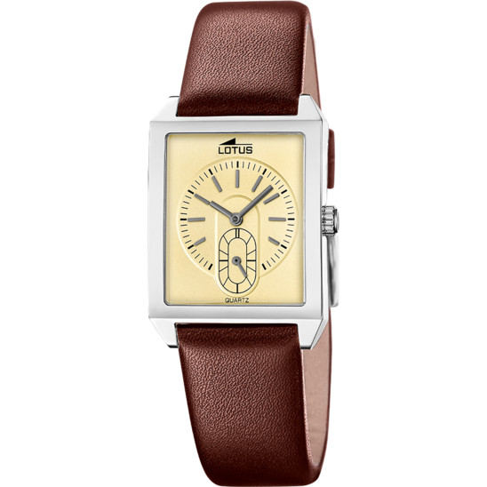 Montre homme Lotus Square Series 19078/2 – cadran doré bracelet cuir – vue de face
