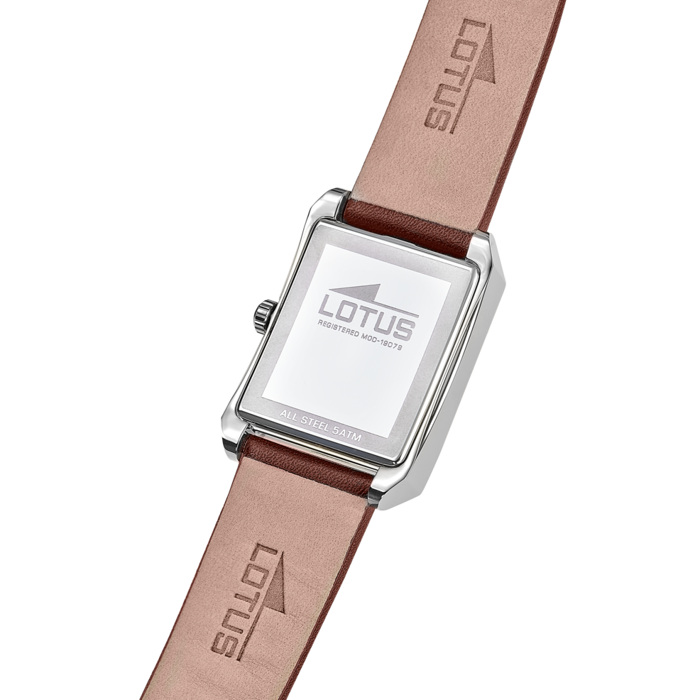 Montre homme Lotus Square Series 19078/2 – cadran doré bracelet cuir – vue de trois-quarts 2