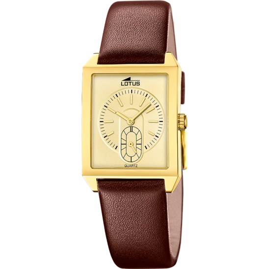 Montre homme Lotus Square Series 19079/2 – cadran doré bracelet cuir – vue de face
