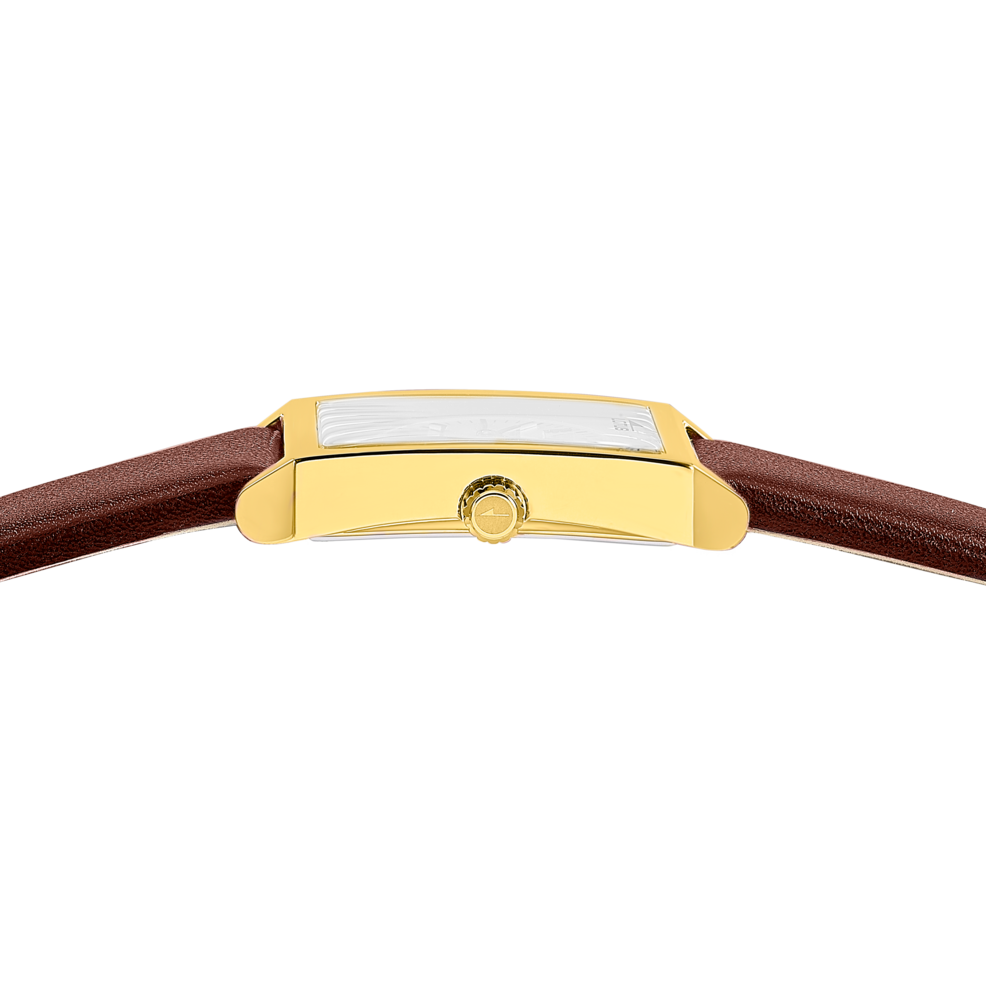 Montre homme Lotus Square Series 19079/2 – cadran doré bracelet cuir – vue de trois-quarts