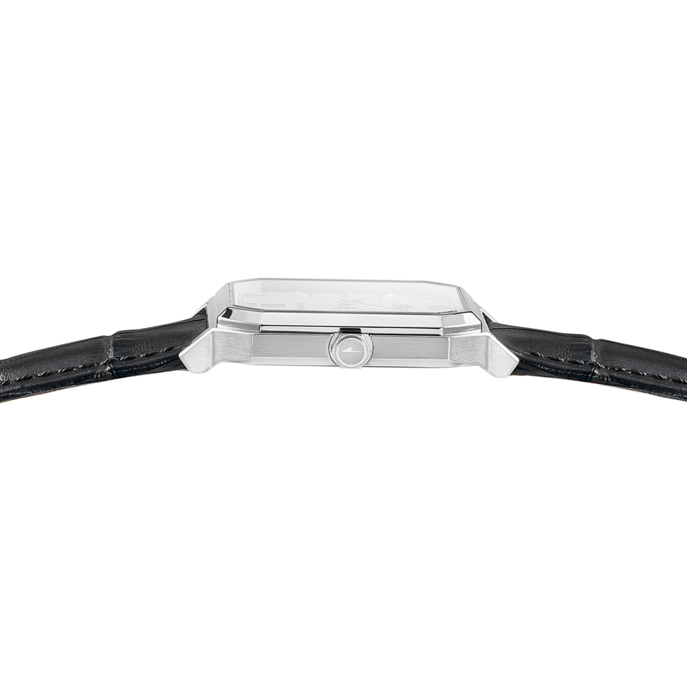 Montre homme Lotus Square Series 19080/1 – cadran gris bracelet cuir – vue de trois-quarts 2