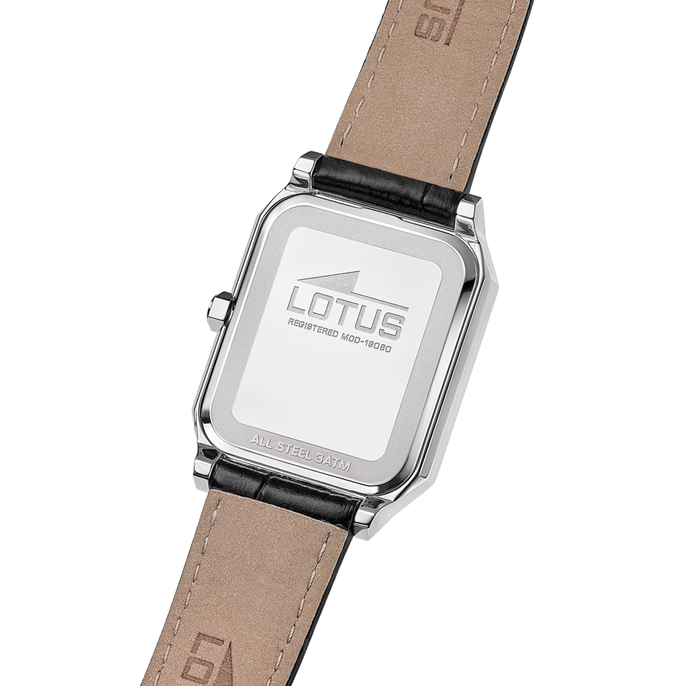 Montre homme Lotus Square Series 19080/1 – cadran gris bracelet cuir – vue de trois-quarts