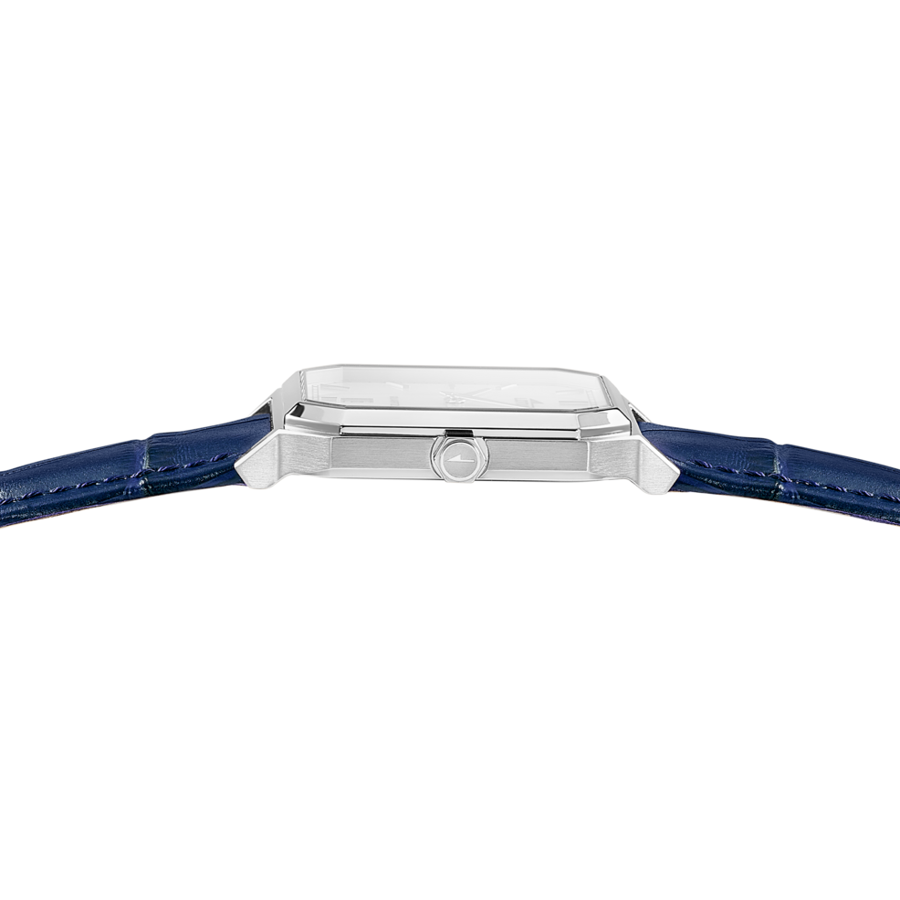 Montre homme Lotus Square Series 19080/2 – cadran bleu bracelet cuir – vue de trois-quarts