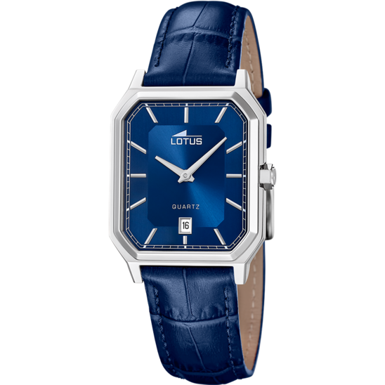 Montre homme Lotus Square Series 19080/2 – cadran bleu bracelet cuir – vue de face